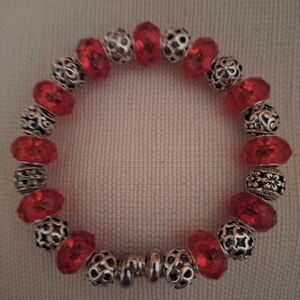Elegant Red and Silver Beaded Bracelet